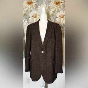 Vintage Brooks Brothers Men's Brown Herringbone Blazer